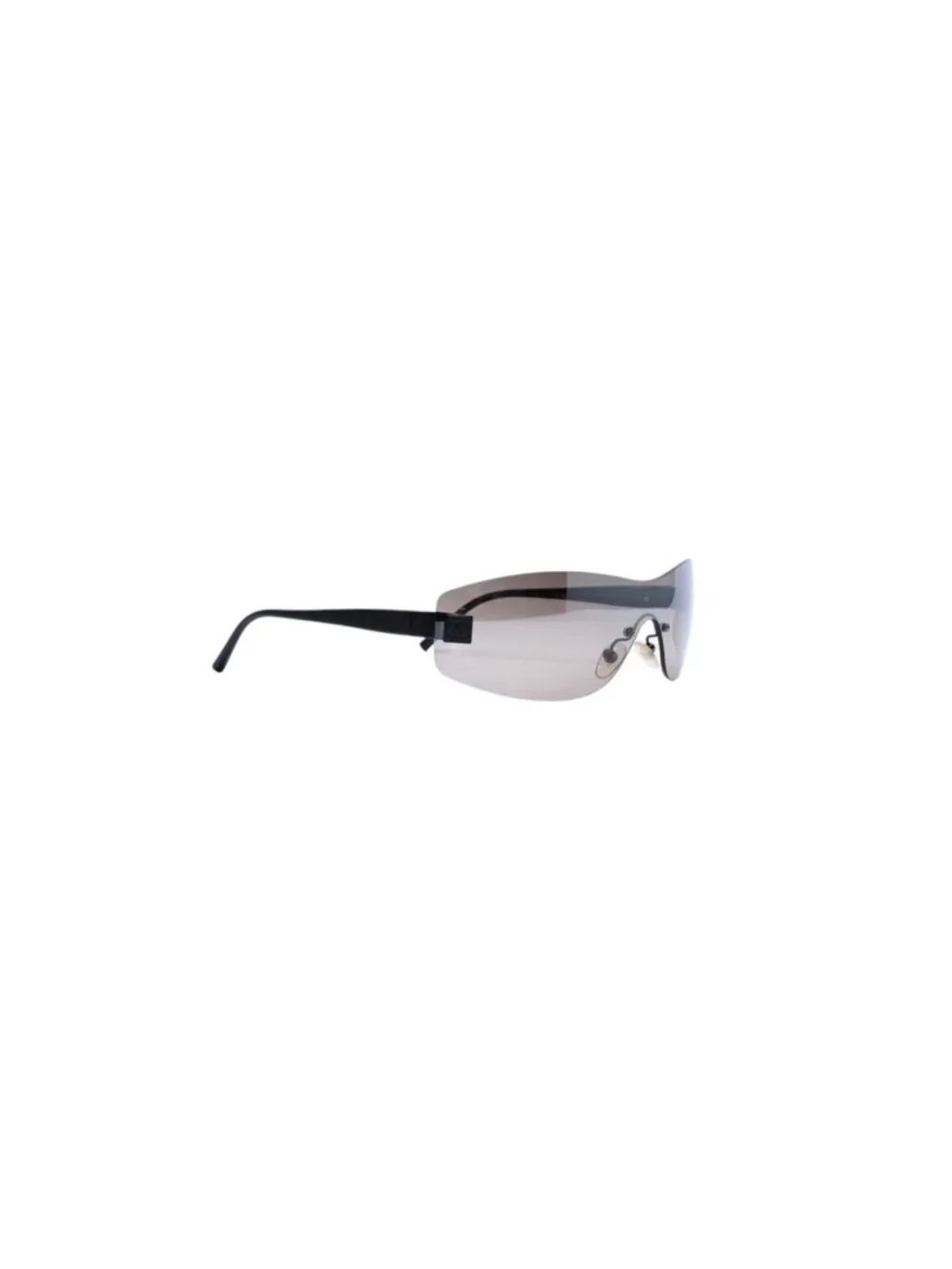 Chanel Rimless Shield Sunglasses Eyewear 120 CC Logo Black Brown